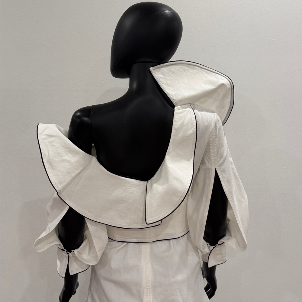 Self Portrit Elegant White Women's Dress with Black Trim size 6 US - Picture 12 of 16
